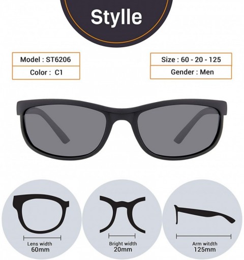 Wrap Polarized Sun Glasses for Men Women Unisex Frame Wrap Rectangle Sport Sunglasses with Case and Cloth - CT18XY2OKSU $9.47
