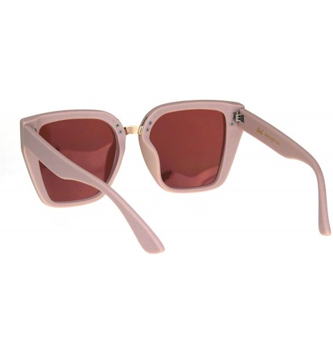 Square Womens Designer Style Sunglasses Oversized Trapezoid Frame UV 400 - Matte Pink (Pink/Mirror) - CG18RHM229M $11.35