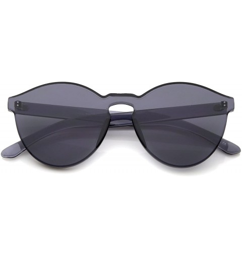Oversized One Piece PC Lens Rimless Ultra-Bold Colorful Mono Block Sunglasses 60mm - Smoke - CP12J347D7N $12.33