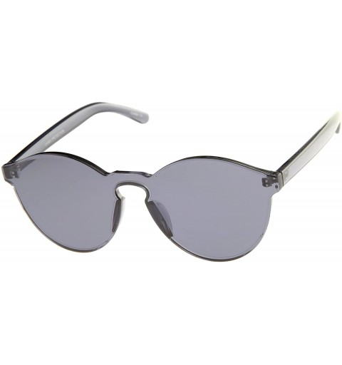 Oversized One Piece PC Lens Rimless Ultra-Bold Colorful Mono Block Sunglasses 60mm - Smoke - CP12J347D7N $12.33