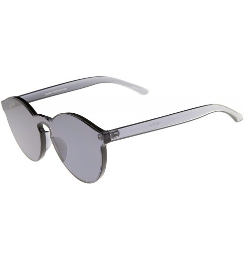 Oversized One Piece PC Lens Rimless Ultra-Bold Colorful Mono Block Sunglasses 60mm - Smoke - CP12J347D7N $12.33