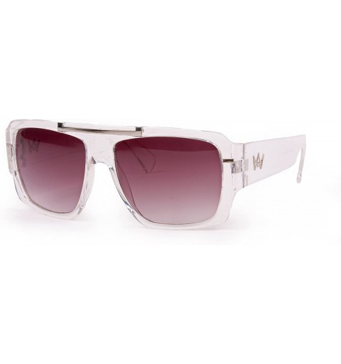 Square Luxury Square Flat Top Retro Celebrity Inspired Fashion Sunglasses P2136 - Clear-gradientsmoke Lens - CV11JQQFK0V $18.25