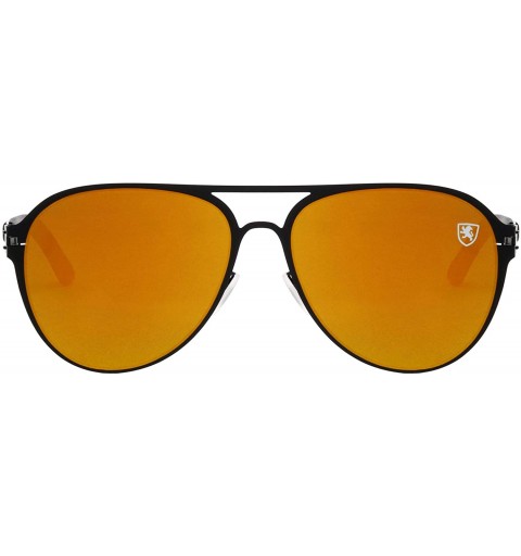 Round Aero Flight Flat Thin Frame Classic Aviators Sunglasses - Gold Black - CU199LWX0TO $63.22