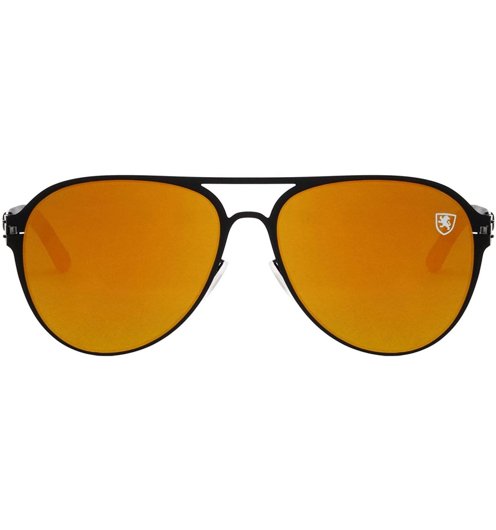 Round Aero Flight Flat Thin Frame Classic Aviators Sunglasses - Gold Black - CU199LWX0TO $34.88