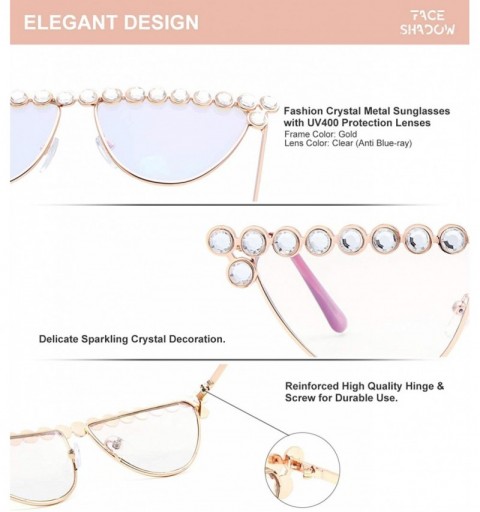 Cat Eye Cateye Rhinestone Sunglasses for Women Fashion Sparkling Crystal Sunglasses - Cat Eye Transparent - CN18WQH42ND $8.58
