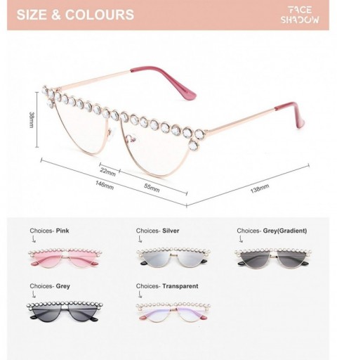 Cat Eye Cateye Rhinestone Sunglasses for Women Fashion Sparkling Crystal Sunglasses - Cat Eye Transparent - CN18WQH42ND $8.58