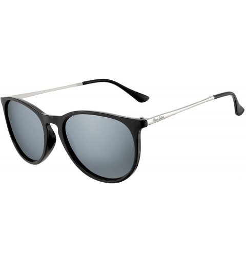 Round Polarized Sunglasses For Women And Men UV Protection Classic Round Style - Silver - C81989CY34T $9.39
