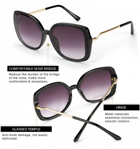 Round Oversized Square Suglasses for Women Polarized - Fashion Vintage Classic Shades for Outdoor UV Protection - CB18SAKIQ20...