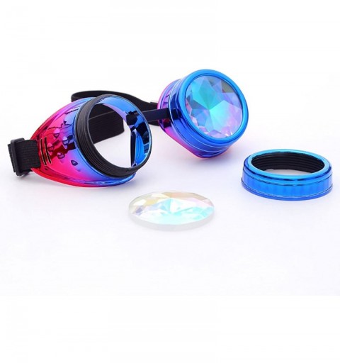 Goggle Goggles Kaleidoscope Steampunk Rave Glasses with Crystal Glass Lens - Blue Purple - C518HLKDKLD $19.90