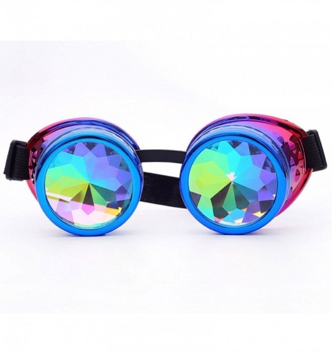 Goggle Goggles Kaleidoscope Steampunk Rave Glasses with Crystal Glass Lens - Blue Purple - C518HLKDKLD $9.56