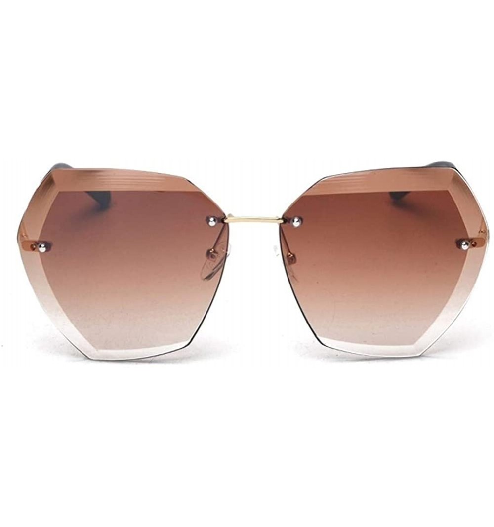 Rimless Designer Women Sunglasses Vintage Rimless Frame Summer Lens Shade Glasses - C5 Gradient Brown - C4198O3XYTM $12.93