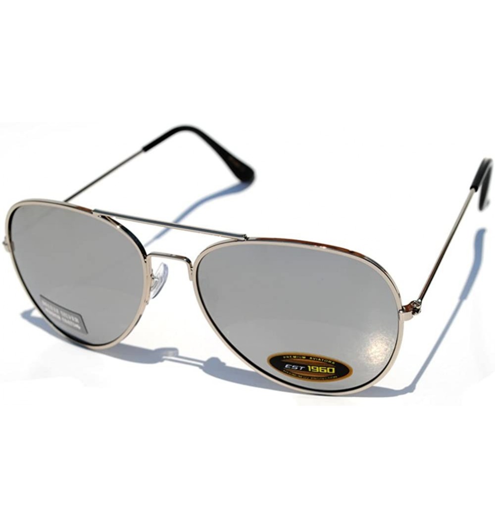 Aviator Classic Aviator Sunglasses Full Mirror Lens Metal Frame Silver Color UV Protection - Silver Lens - CR11MW4YR9J $7.29