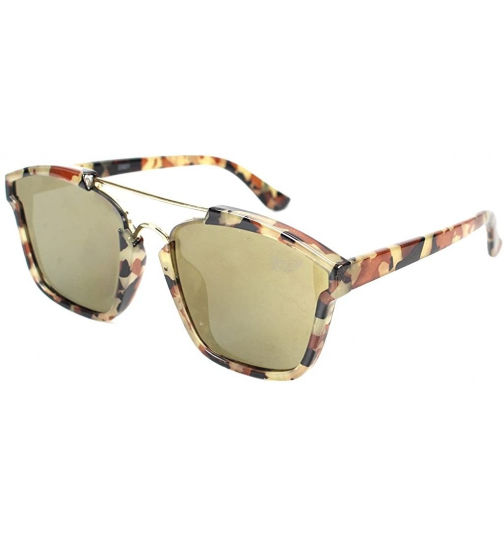 Wayfarer Women's"Central Park" Wayfarer 54mm Sunglasses - Flat Mirror Lens - Camo W/ Gold Lens - CR12F81TTYZ $16.59