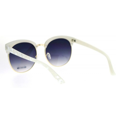 Wayfarer Womens Oversize Round Horn Half Rim Retro Designer Sunglasses - White Pearl - CG12ITP0699 $14.98