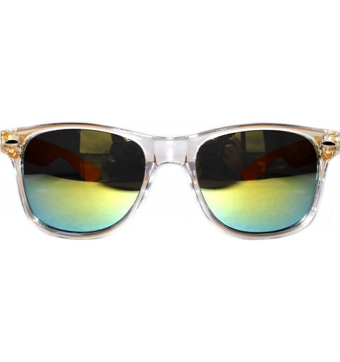 Wayfarer Vintage Retro Reflective Lens Sunglasses Mirror Lens Mens Womens - Mirror-yellow - CM11I7BPIBR $22.34