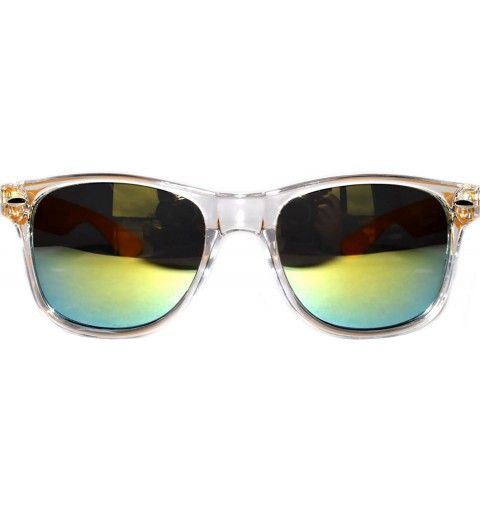 Wayfarer Vintage Retro Reflective Lens Sunglasses Mirror Lens Mens Womens - Mirror-yellow - CM11I7BPIBR $9.04