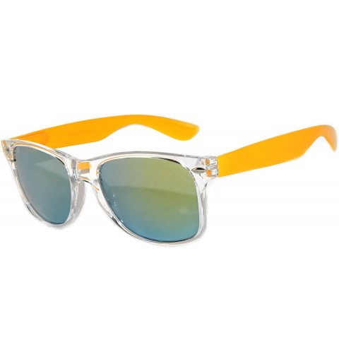 Wayfarer Vintage Retro Reflective Lens Sunglasses Mirror Lens Mens Womens - Mirror-yellow - CM11I7BPIBR $9.04