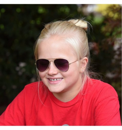 Aviator Aviator Kids Sunglasses For Boys And Girls Glasses UV 400 Protection - 1 Blue Mirror Lens - CQ18OW3O6ZX $8.64