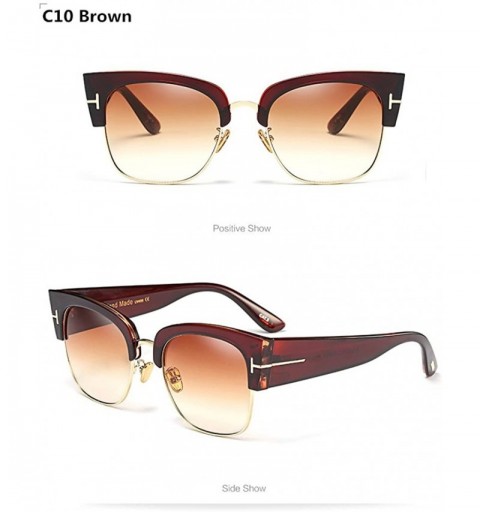 Rimless 2017 New Fashion Half Frame Women Sunglasses Luxury Brand Designer Gradient Lens - Brown - C71882HAWOH $12.13
