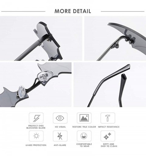 Rimless Women Fire Flame Sunglasses Rimless Wave Sun Glasses Novelty Eye Glasses Eyewear - Bat-black - CB19883UYRN $9.85