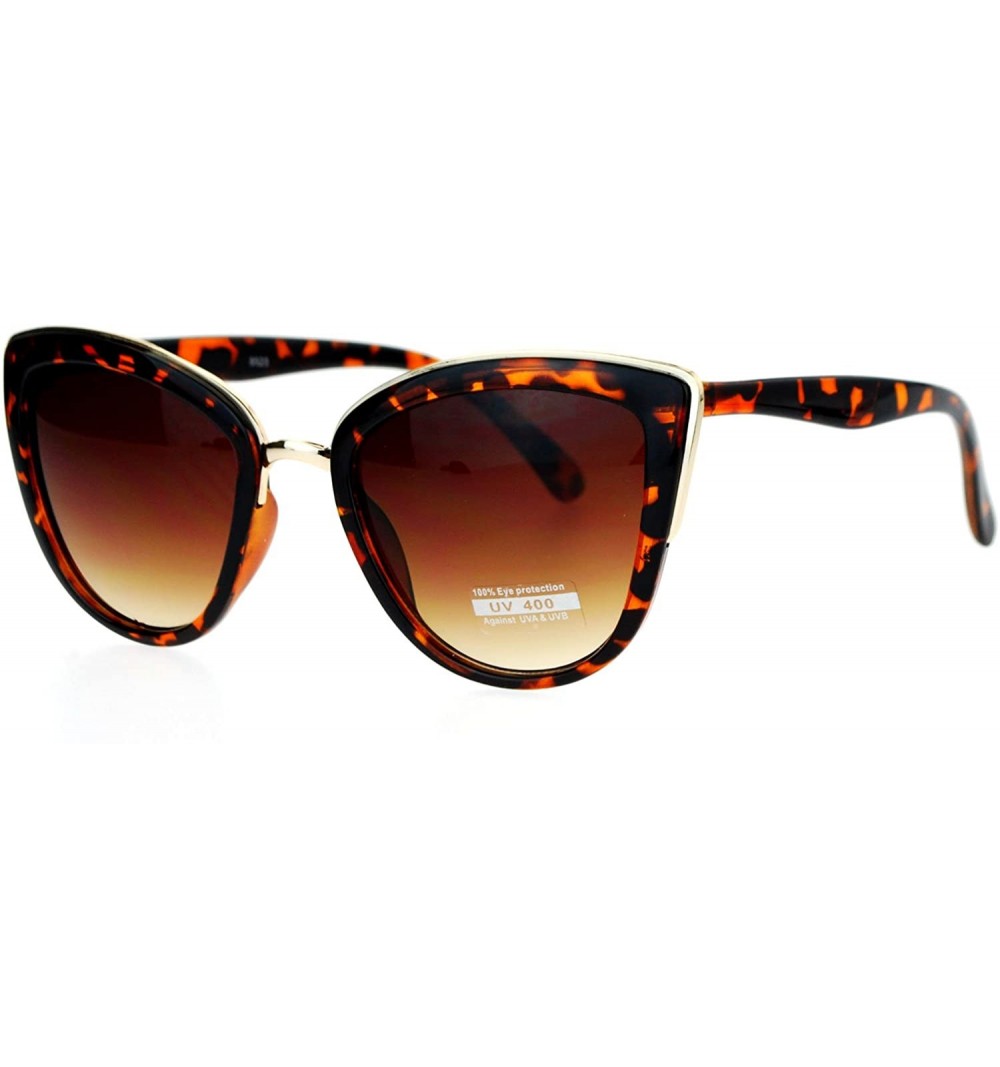 Cat Eye Womens Metal Brow Trim Large Cat Eye Sunglasses - Tortoise Gold - CZ12D7IP1GB $12.87