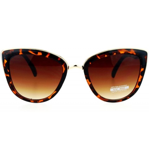 Cat Eye Womens Metal Brow Trim Large Cat Eye Sunglasses - Tortoise Gold - CZ12D7IP1GB $12.87