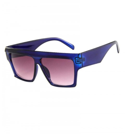Square Premium Oversized Sunglasses Women Men Flat Top Square Frame Shades Designer Shades UV Protection - B - CR18T0QNWSY $1...