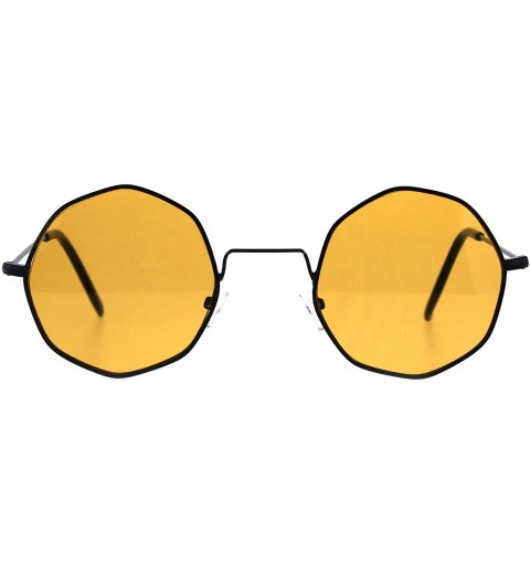 Round Round Octagon Shape Sunglasses Vintage Thin Metal Fashion Color Lens UV 400 - Black (Orange) - CW1806YAOAC $9.13