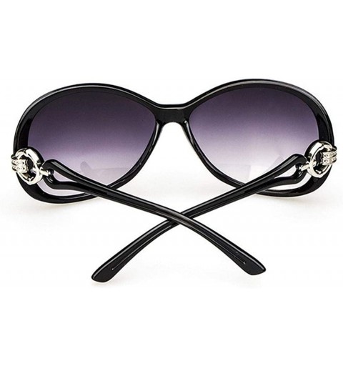 Oval Women Fashion Oval Shape UV400 Framed Sunglasses Sunglasses - Black - CM194LEZO6Z $23.70