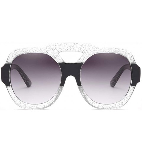 Wrap Fashion Neutral Round Big Frame Double Color Shades Sunglasses Integrated UV Glasses - F - C518TQK08ZL $17.72