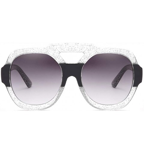 Wrap Fashion Neutral Round Big Frame Double Color Shades Sunglasses Integrated UV Glasses - F - C518TQK08ZL $7.66