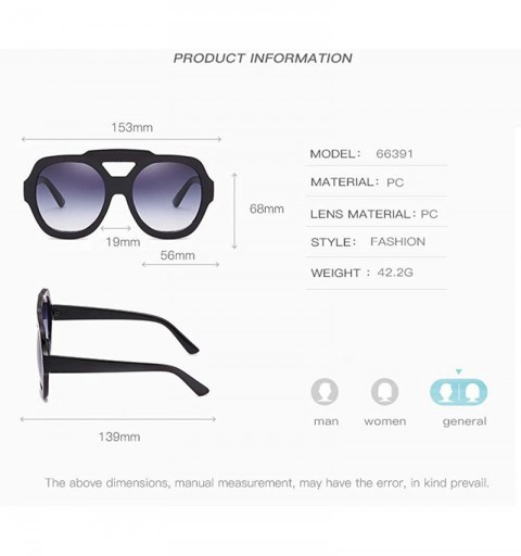 Wrap Fashion Neutral Round Big Frame Double Color Shades Sunglasses Integrated UV Glasses - F - C518TQK08ZL $17.72