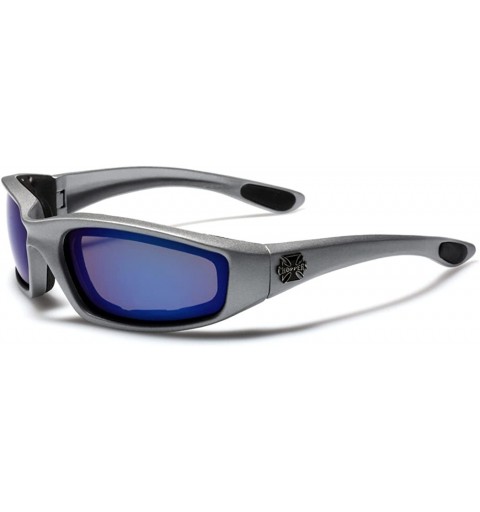 Wayfarer Padded Bikers Sport Sunglasses Offered in Variety of Colors - Silver - Ice - CF11P3RNI6F $22.63
