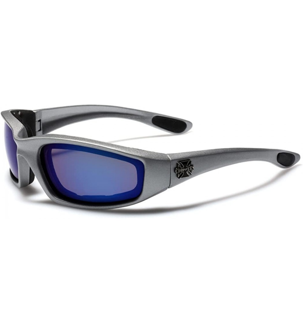 Wayfarer Padded Bikers Sport Sunglasses Offered in Variety of Colors - Silver - Ice - CF11P3RNI6F $13.80