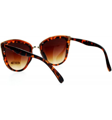 Cat Eye Womens Metal Brow Trim Large Cat Eye Sunglasses - Tortoise Gold - CZ12D7IP1GB $12.87
