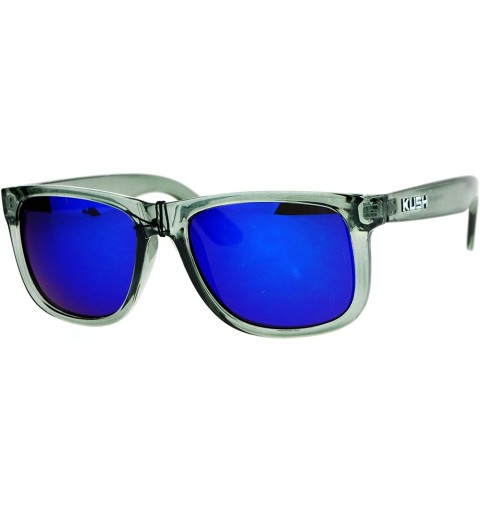 Square KUSH Sunglasses Unisex Slate Gray Square Frame Mirror Lens UV 400 - Gray (Blue Mirror) - CD186NWUEZH $10.82