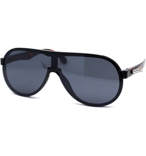 Shield Mens Exposed Lens Edge Plastic Shield Racer Sunglasses - Black Tortoise Black - CK197EG40QW $14.93