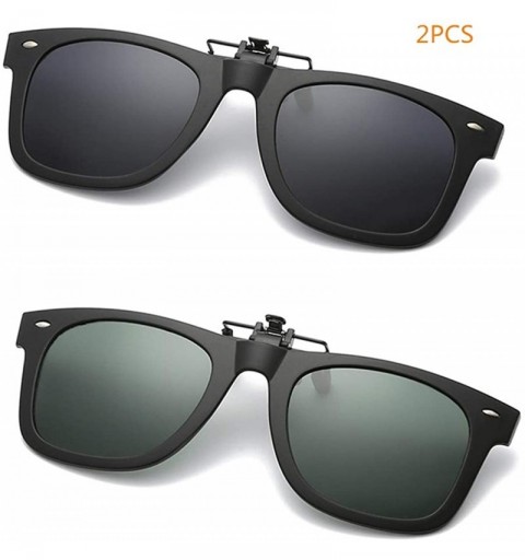 Oval Clip on Sunglasses-2-Pack Unisex Sunglasses Polarized Clip on Flip-Up Prescription Sunglasses Eyeglass - Type 4 - CU18HX...