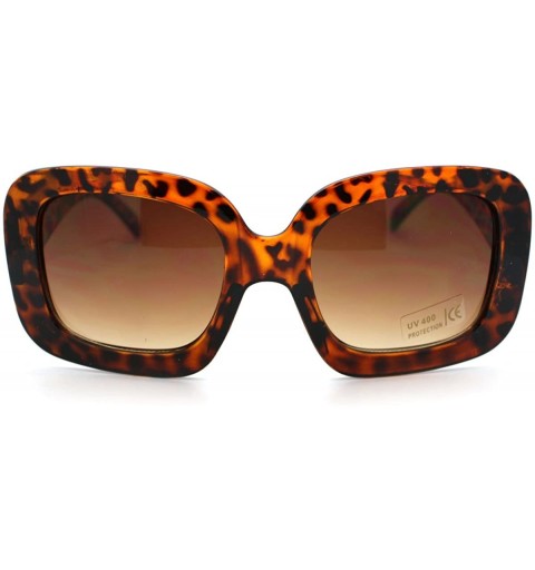 Rectangular 20's Mod Chic Thick Plastic Frame Rectangular Sunglasses - Tortoise - CJ11D2XK4WD $12.04