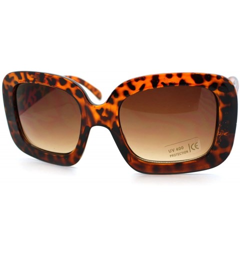 Rectangular 20's Mod Chic Thick Plastic Frame Rectangular Sunglasses - Tortoise - CJ11D2XK4WD $12.04