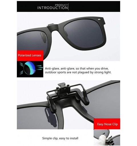 Oval Clip on Sunglasses-2-Pack Unisex Sunglasses Polarized Clip on Flip-Up Prescription Sunglasses Eyeglass - Type 4 - CU18HX...
