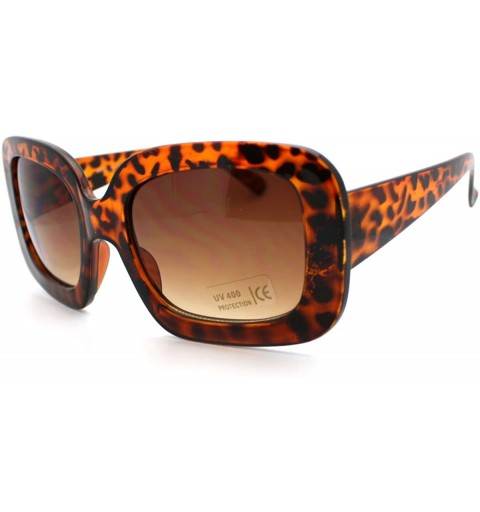 Rectangular 20's Mod Chic Thick Plastic Frame Rectangular Sunglasses - Tortoise - CJ11D2XK4WD $12.04