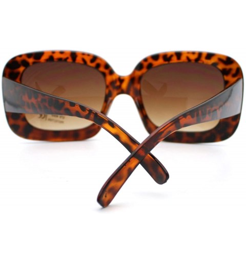 Rectangular 20's Mod Chic Thick Plastic Frame Rectangular Sunglasses - Tortoise - CJ11D2XK4WD $12.04