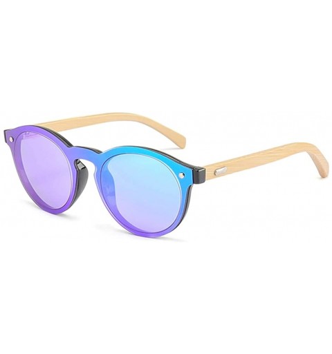 Round One Piece Lens Sunglasses Men Bamboo Mirror Round Sun Glasses Women Unisex - Green Mirror - CT18IIW6K9U $10.78