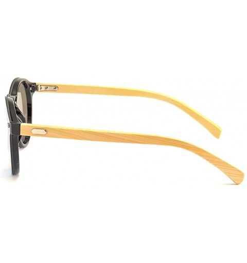Round One Piece Lens Sunglasses Men Bamboo Mirror Round Sun Glasses Women Unisex - Green Mirror - CT18IIW6K9U $10.78