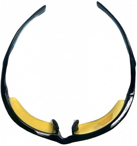 Aviator Half Frame Sport Wrap Around Yellow HD Night Driving Glasses - Black With Blue - CH1896KR0H7 $12.33