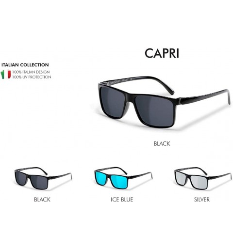 Rectangular Capri Style Designed in Italy Polarized Lense 100% UV Protection Special Film - Shine Black - C618U0H9LS9 $13.19