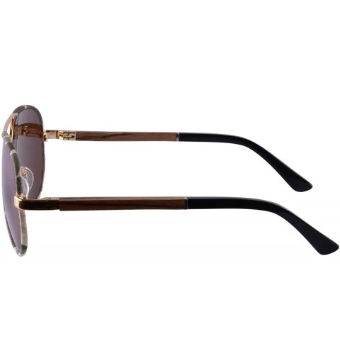 Aviator Pilot Metal Frame UV400 Polarized Sun Glasses Wood Sunglasses for Men-S1570 - Gold&zebra Skin Frame - C7193LX6XTW $22.09