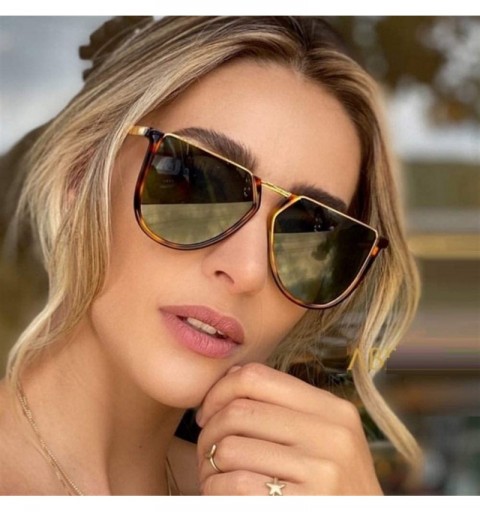 Cat Eye Women Trendy Half Frame Sunglasses Leopard Sexy Shades Cat Eye Sun Glasses Vintage Eyewear UV400 - Red Red - CJ1902QI...