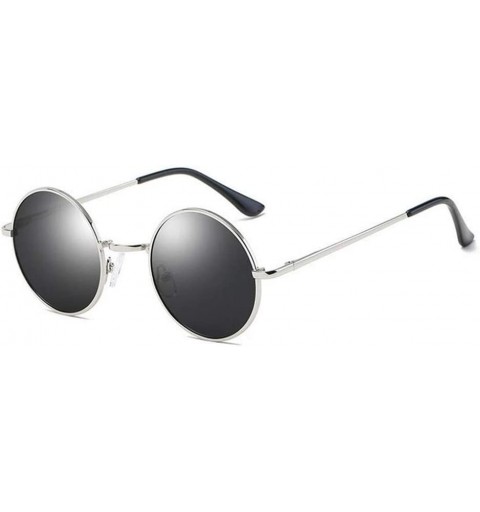 Round Glasses Real Polarized Sunglasses Vintage Sunglass Round Sunglasses UV400 Black Lens - 1 - CN18R3AKLT8 $27.02